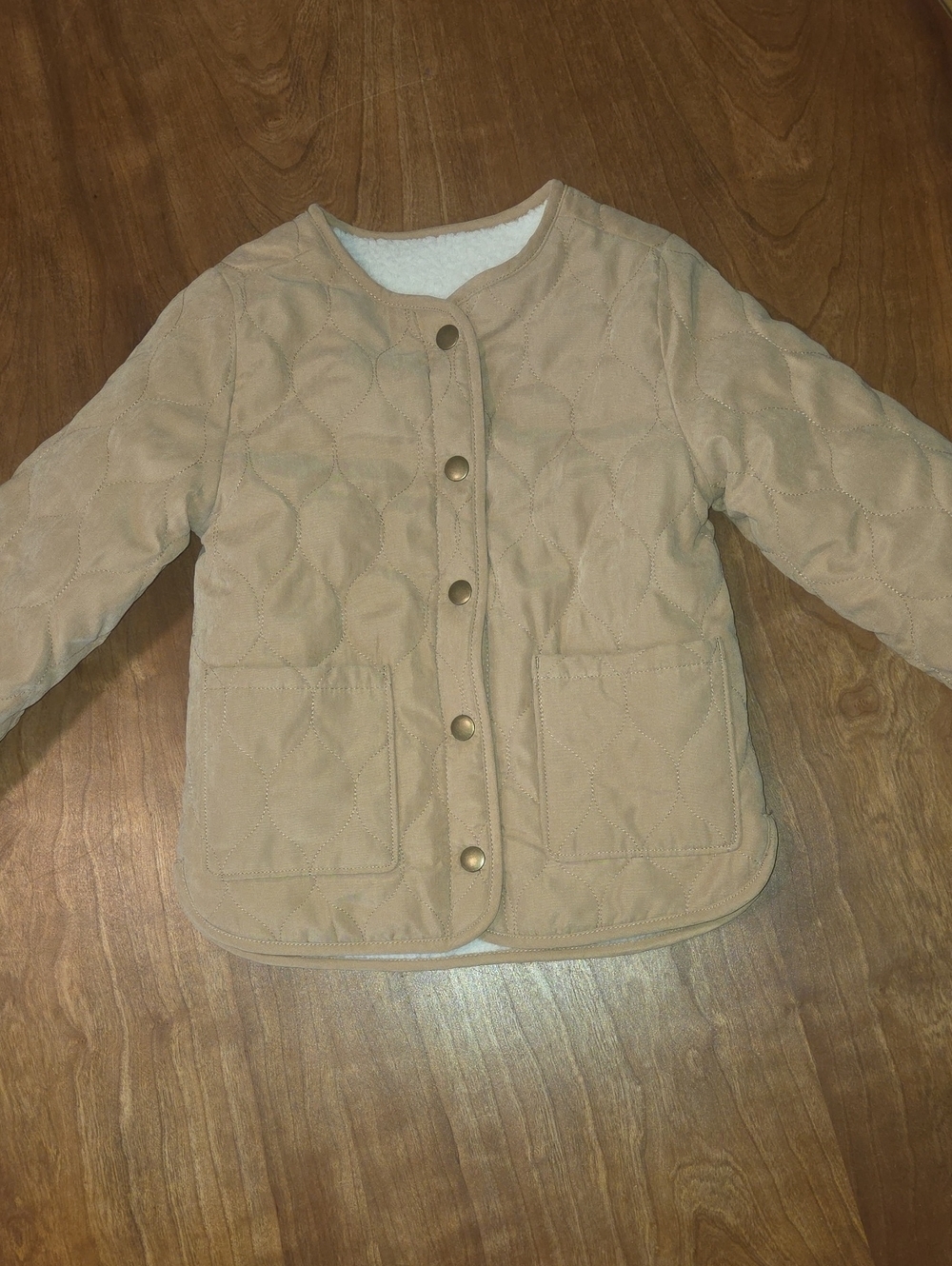 Quilted Tan Toddler Button-Front Jacket
